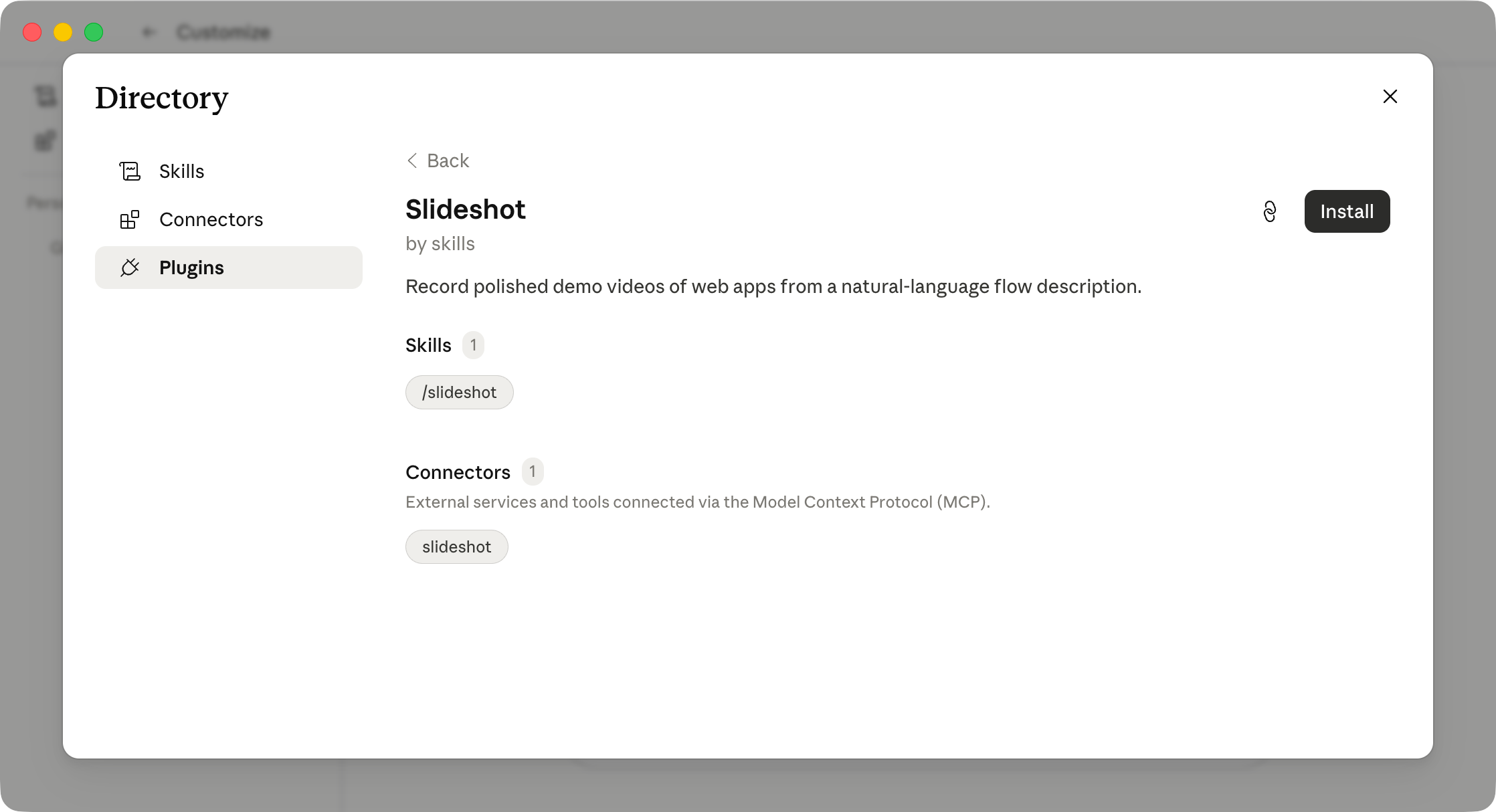 Claude Cowork MCP authorization screen for Slideshot